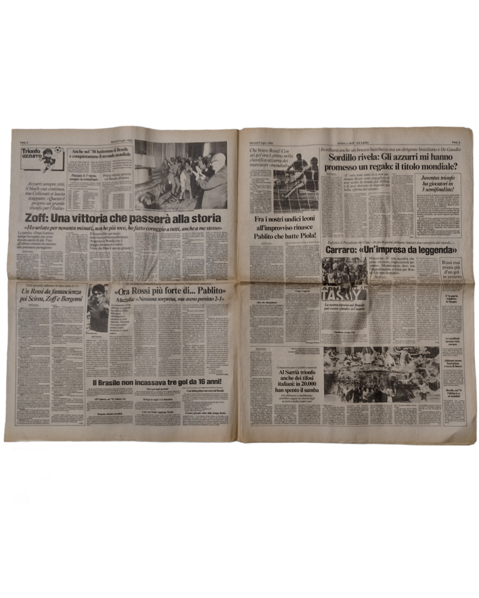 La Gazzetta dello Sport, ORIGINALE, Italia-Brasile, 6 Luglio 1982
