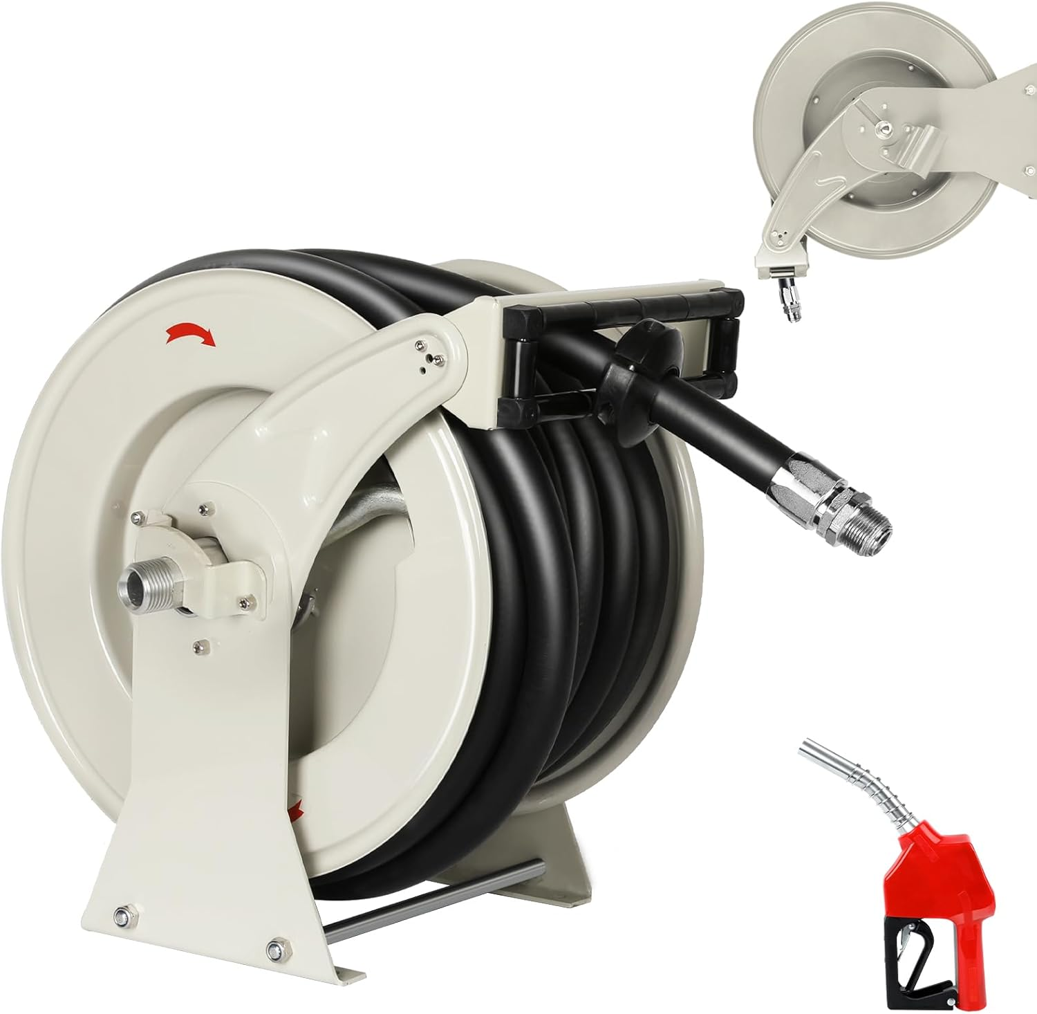 1 Inch Fuel Hose Reel 50Ft Retractable Heavy Duty Hose Reel for Diesel Fuel Can