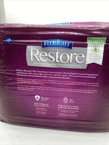 FitRight Medline Liners Restore Moisturizer 13x30” Guard Incontinence 20 Pads - Picture 3 of 5