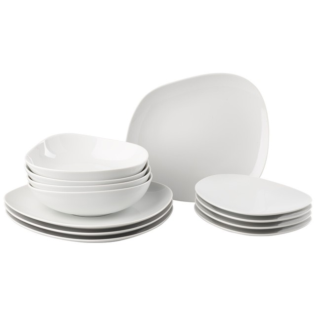 Vivo Essential White Geschirrset – 12-teilig, Für 6 Personen, Aus Premium-Porzellan, Spülmaschinenfest & Mikrowellensicher