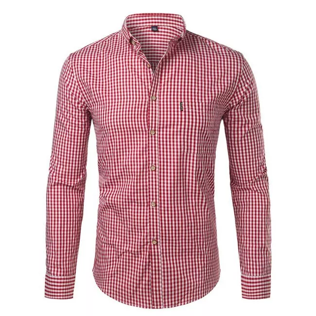 Camisa De Vestir Con Botones Elegante De Algodón A Cuadros Para Hombres  Negocios