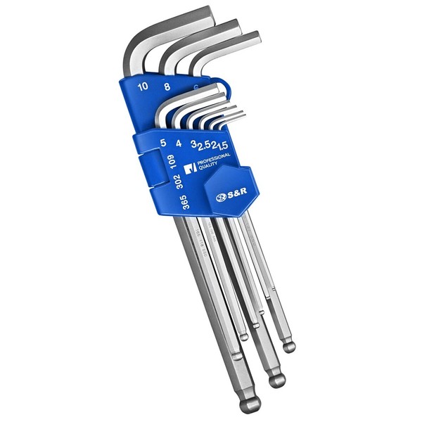 S&R InnensechskantschlüSsel Satz Hx Mit Kugelkopf 9-Tlg., Lang, Hx 1,5-10,0 Mm-image