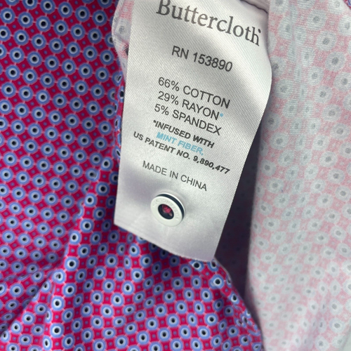 Buttercloth Shirt Mens XL Red Geometric Icy Cotton SS Regular Fit Flip Cuff - Imagen 14 de 16