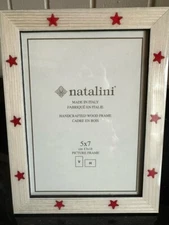 5x7 NATALINI PHOTO?PICTURE FRAME RED STARS w/IVORY BACKGROUND