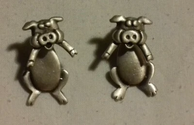 Boucle d'oreille clous cochon - métal argenté - Photo 1/3