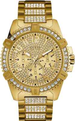 Guess Men's Frontier Quartz Gold Dial Watch - W0799G2 NEW
