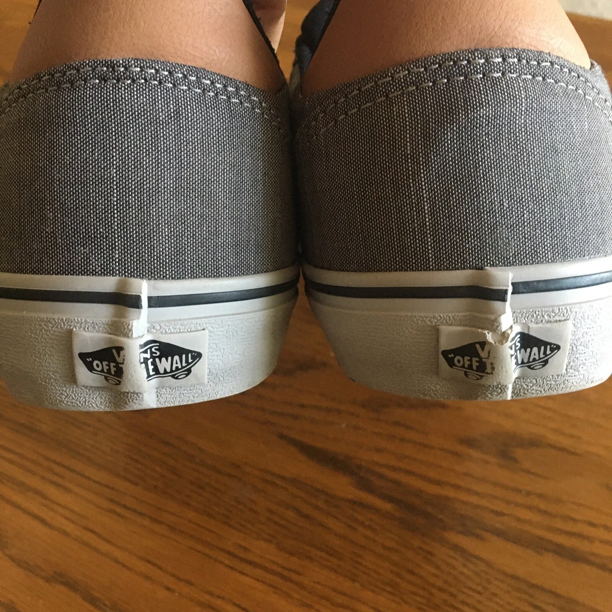vans authentic grey on feet