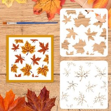 FINGERINSPIRE 2 PCS Layered Maple Leaves Stencils with Brush 5.9x5.9inch...