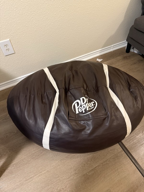 Dr Pepper Football Beanbag Chair Brown White Sports Theme for Adults Teens