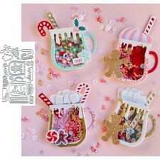 Christmas Mug Shaker Metal Die Cuts,Merry Christmas Deer Gingerbread Man Cutt...