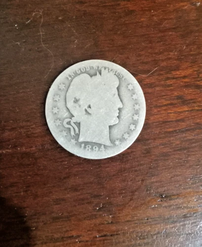 1894  Barber Quarter Dollar US Silver 25 Cent Coin