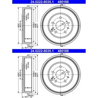 2X ATE 228Mm Bremstrommeln Hinten Passend FÜR Ford Focus Links+Rechts |
