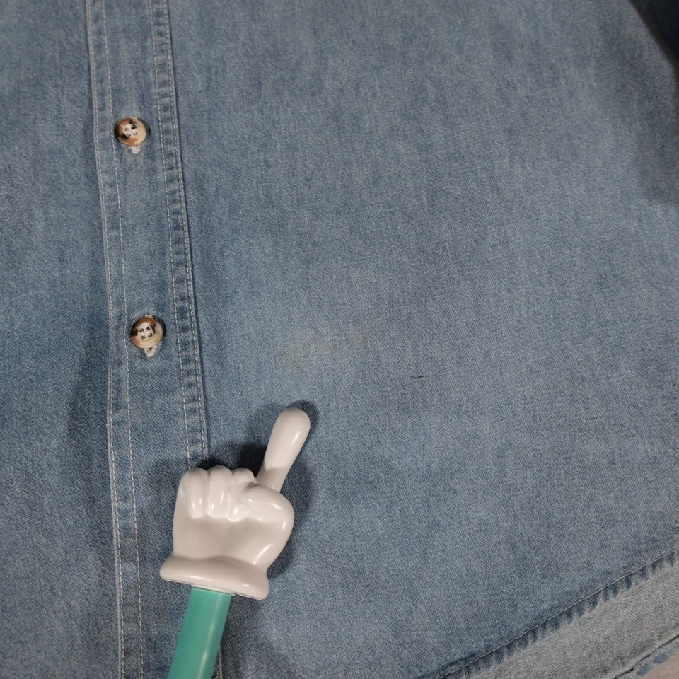 Vintage Dynasty Miami Heat Chambray Denim Shirt Mens M Tall Fit (Estimated) 90s - Image 3 of 4