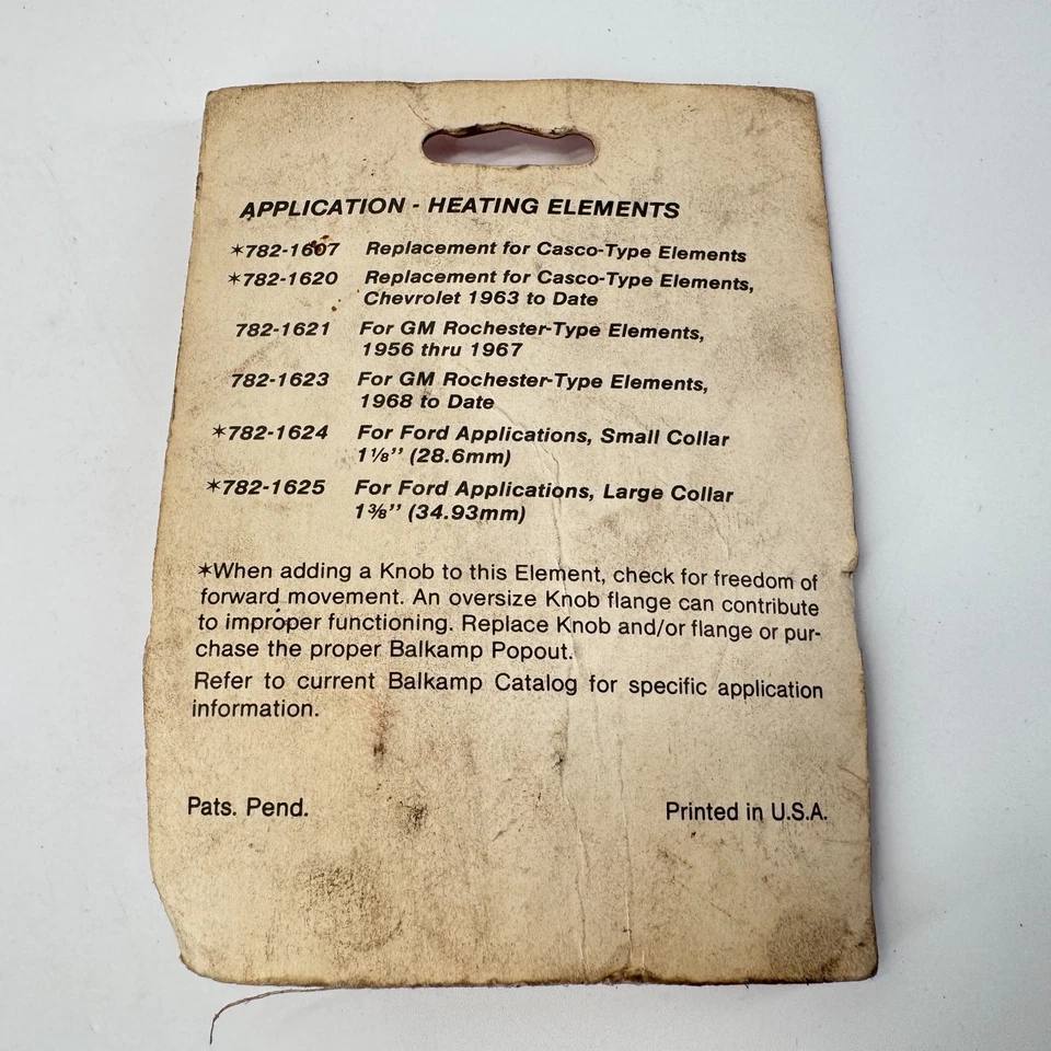 Elemento encendedor Napa Balkamp 782-1607 NOS Foto 2 de 2