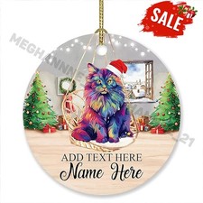 Personalized Maine Coon Cat Ornament Christmas Tree, Colorful Maine Coon Cat ...