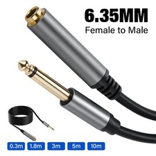 6.35mm Male to Female Cable Jack Headphone Extension Cord Connector Adapter 10m