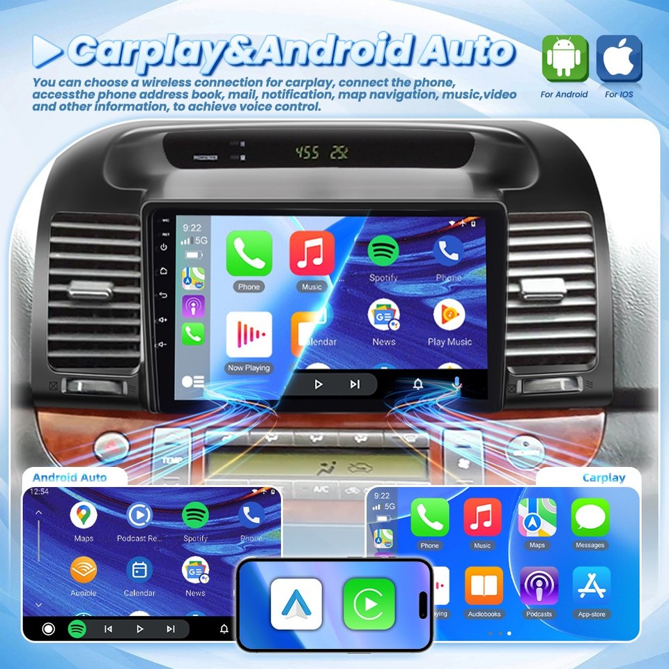 4+64GB Android 15 CarPlay Car Stereo GPS For Toyota Camry 2000-2006 ...