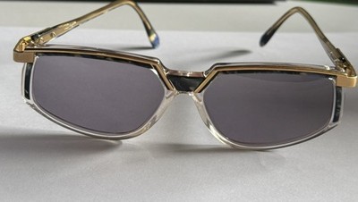 Vintage Brille Cazal 337 Gold mehrfarbig Transparent Eckig Brillengestell