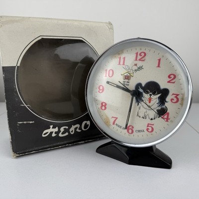 HERO Animierter Aufziehwecker Hund Vogel Chinesisch Mechanisch Vintage