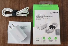Genuine 25W Belkin Boost Charge Wall Charger with USB-C to USB-C Charging Cable
