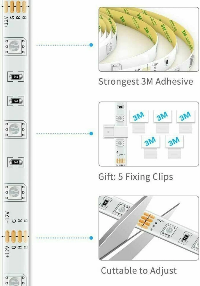 10PCS Daylight White 5M 300Leds 5050 LED Light Strip Non-Waterproof Tape Light - Image 2 of 4
