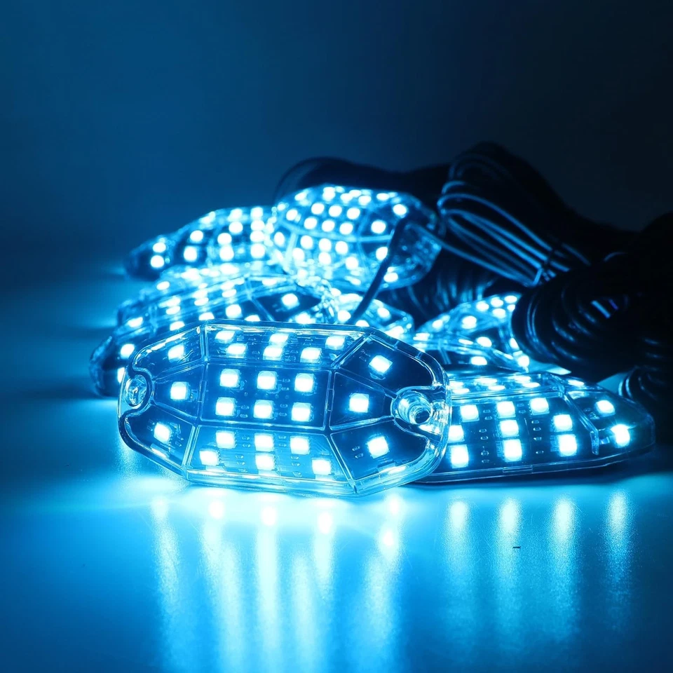 SUNPIE 8 cápsulas T15 laterales RGBW luces de roca aluminio de alta potencia 8 piezas, negro Foto 3 de 4