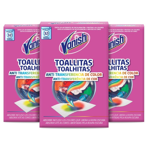 Toallitas antitransferencia de color para la ropa Vanish Gold 96( 3x32toallitas)