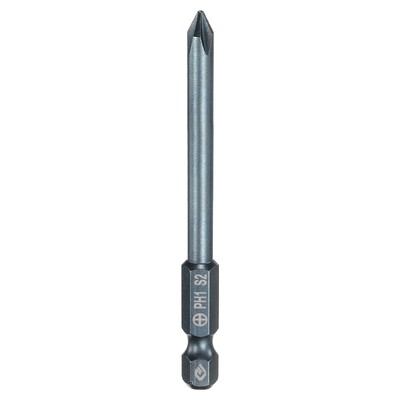 PH1 Phillips Screwdriver Bit 1/4'' Shank 3'' Long 0.2'' Rod Magnetic S2 Steel