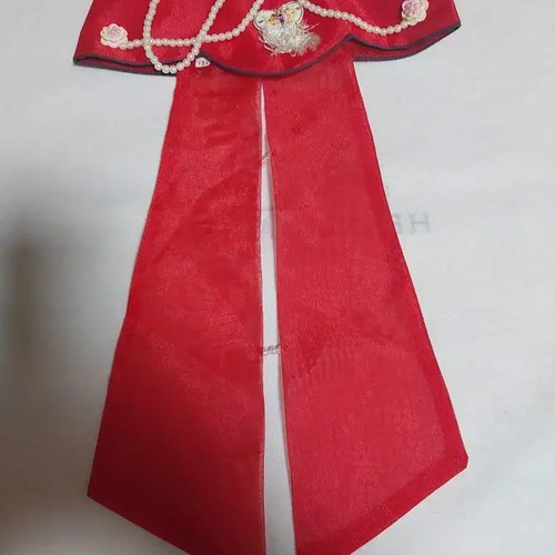 Girls' Hanbok - Ayam & Jobawi, Medium, Bright Red with Sheer Material
