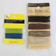 Lot of 2 Beading Cords Waxed Cotton Hemp Natural Blue Green 20 Yards 20 lbs