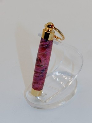Key Chain with Secret Compartment, Handmade with Pink & Blue Box Elder Burl.#144