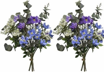 Kunstblumenstrauß Bouquet blau lila weiß 60 cm - EVA