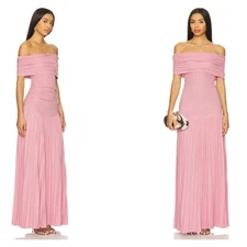 LIONESS x REVOLVE Field Of Dreams Maxi in Cameo Blush off shoulder flowy gown