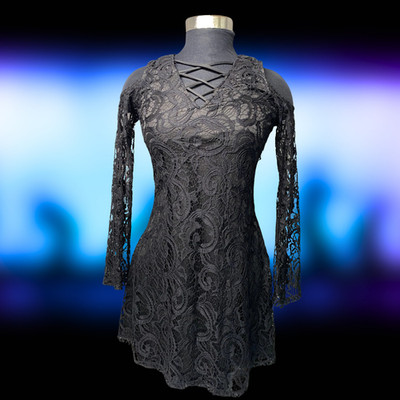 Material Girl Lace Dress Women s M Black Glamcore Modern Romance Dark Bridalcore