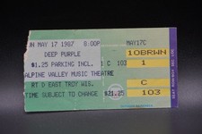 1987 DEEP PURPLE CONCERT TICKET STUB, ALPINE VALLEY MUSIC THEATRE