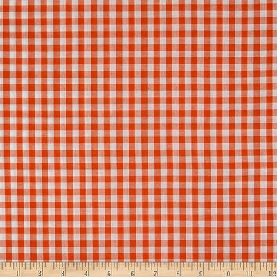 1/4'' Orange Gingham Check 60'' Poly/Cotton Yarn Dyed Fabric by the Yard D161.19