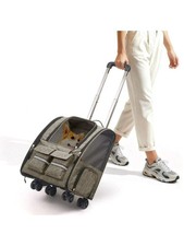 Rolling Pet Carrier Backpack Wheels Foldable Travel Outdoor Camping