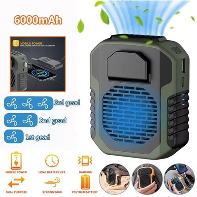 Portable Cooling Fan Personal Belt Fan 6000mAh Waist Clip Fan USB Rechargeable