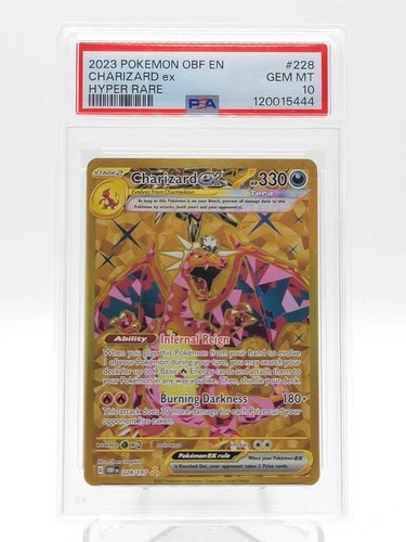 CHARIZARD EX 2023 POKEMON OBSIDIAN FLAMES HYPER RARE #228/197 PSA 10 Q0895