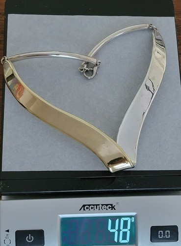 Vintage Modernist sterling silver M VISMONSKI (Israel) V-shaped choker necklace - Picture 5 of 13