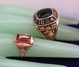 2 10K Gold Class Rings Men’s Brunswick HS Sz 13 & Ladies Edward Little HS