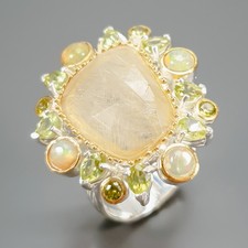Jewellery Natural Rutilated Quartz Ring 925 Sterling Silver Size 7 /R432136