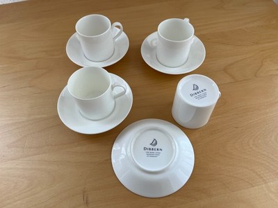 4 Espressotassen, zylindrisch DIBBERN 'Fine Bone China' Porzellan Weiß Classic