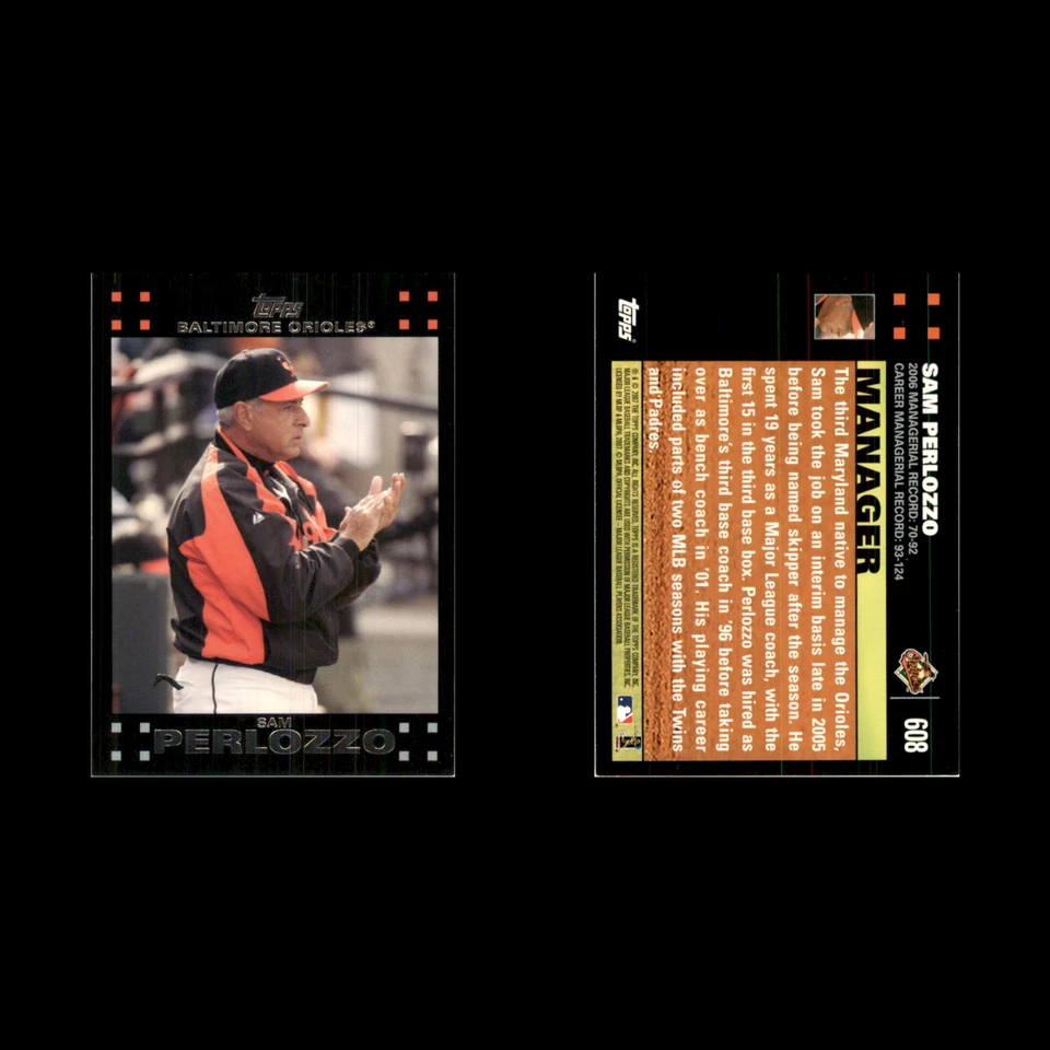 Sam Perlozzo #608 2007 Topps Baltimore Orioles Baseball Card MLB NM - Image 3 of 3