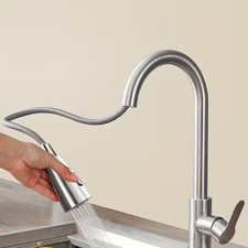 Stainless Steel Kitchen Faucet Pull Down Sprayer Mixer Tap 360 Swivel Sink