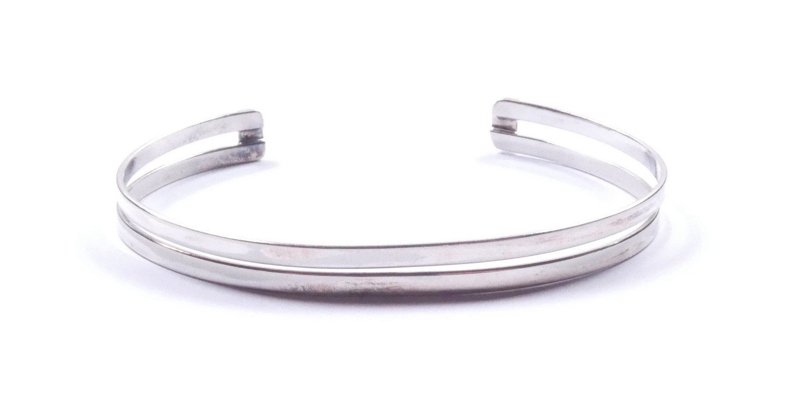 Double Cuff Bangle Lightweight Plain Flat Design … - image 2