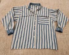 Vintage 80s Wrangler Striped Western Cowboy Shirt Medium Made In USA Cape Yoke M