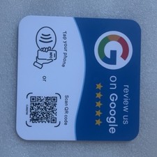 Plaque avis Google NFC avec QR code, adhésif 3M 9448A ,format solo (Google)