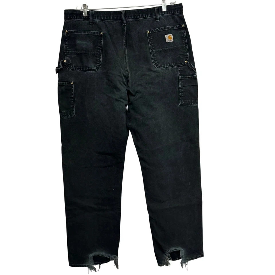 Carhartt Men's W:42 I:34 Black Dungaree Fit Double Knee Work Pants RN14806 - Image 4 of 4