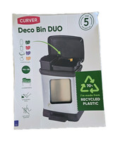 Curver Silver Metal Effect Duo Recycle Pedal Touch Deco Bin - 28L NEW